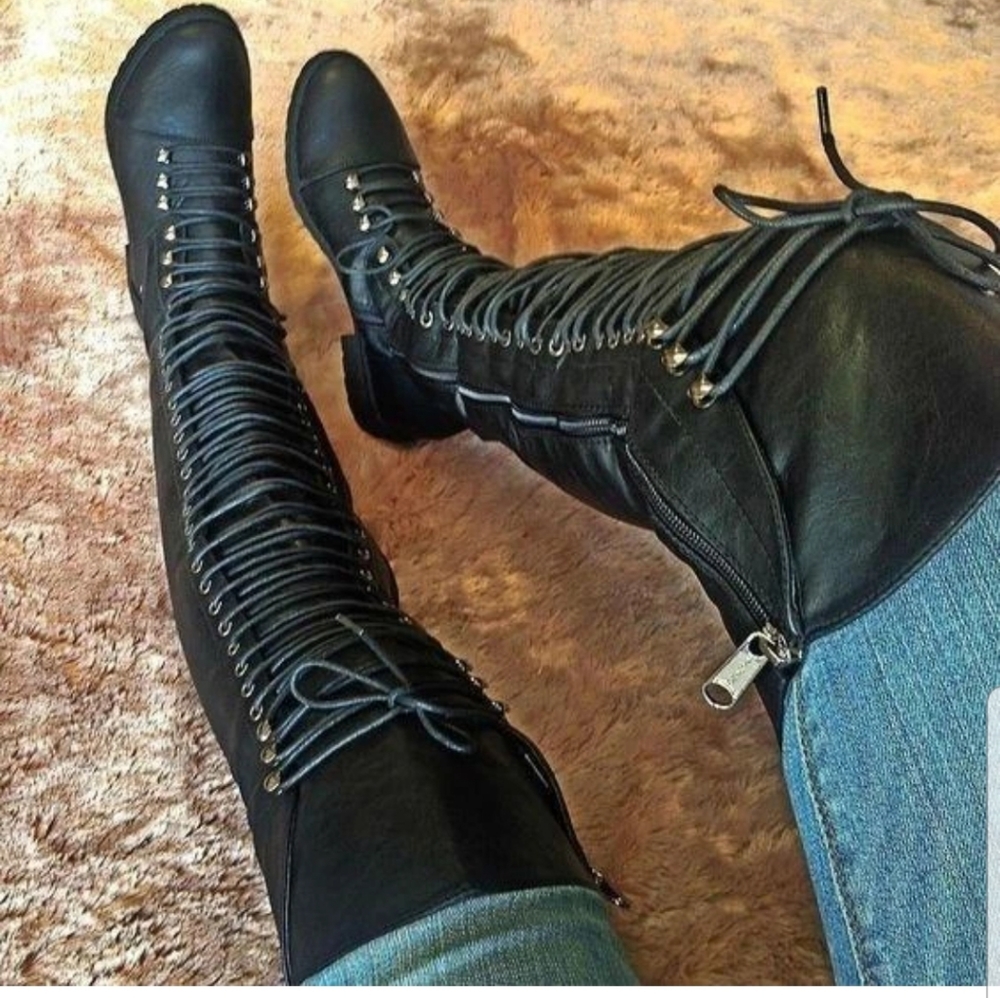 Over the knee combat looking boots